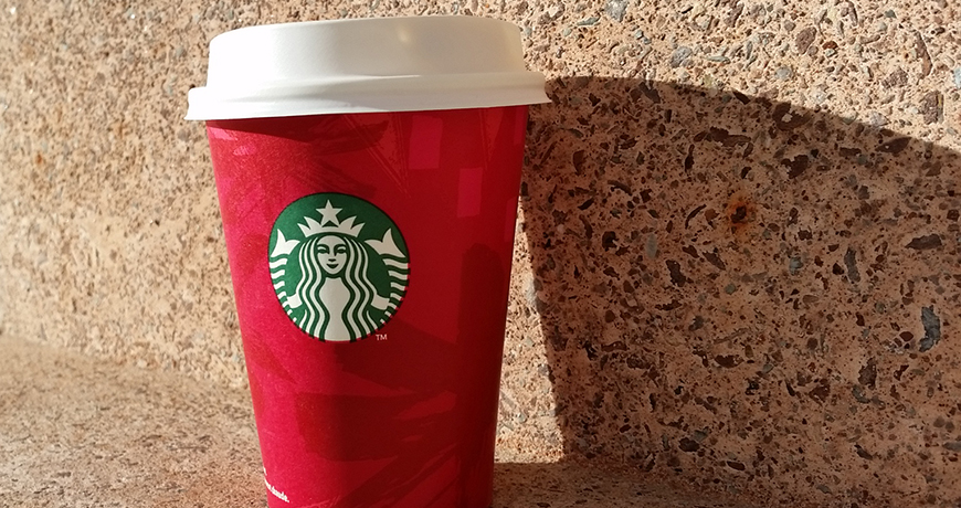 Caramel Brulée Latte in a Red Cup