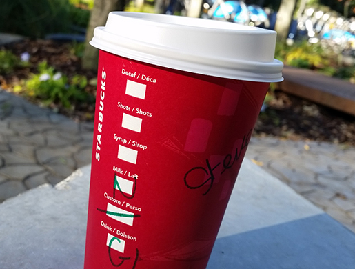 Christmas Cookie Latte in a Red Cup